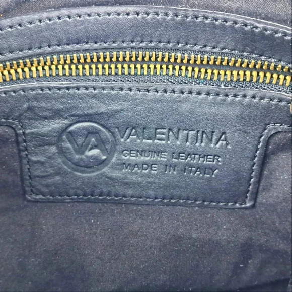 Vintage Valentina Black Woven Leather Dual Strap Handbag with Chain Details - Picture 4 of 12